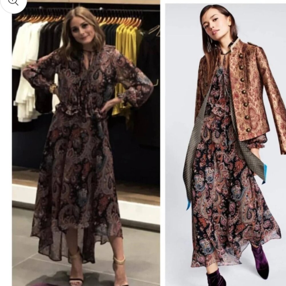 BANANA REPUBLIC OLIVIA PALERMO PAISLEY DRESS PETITE XS